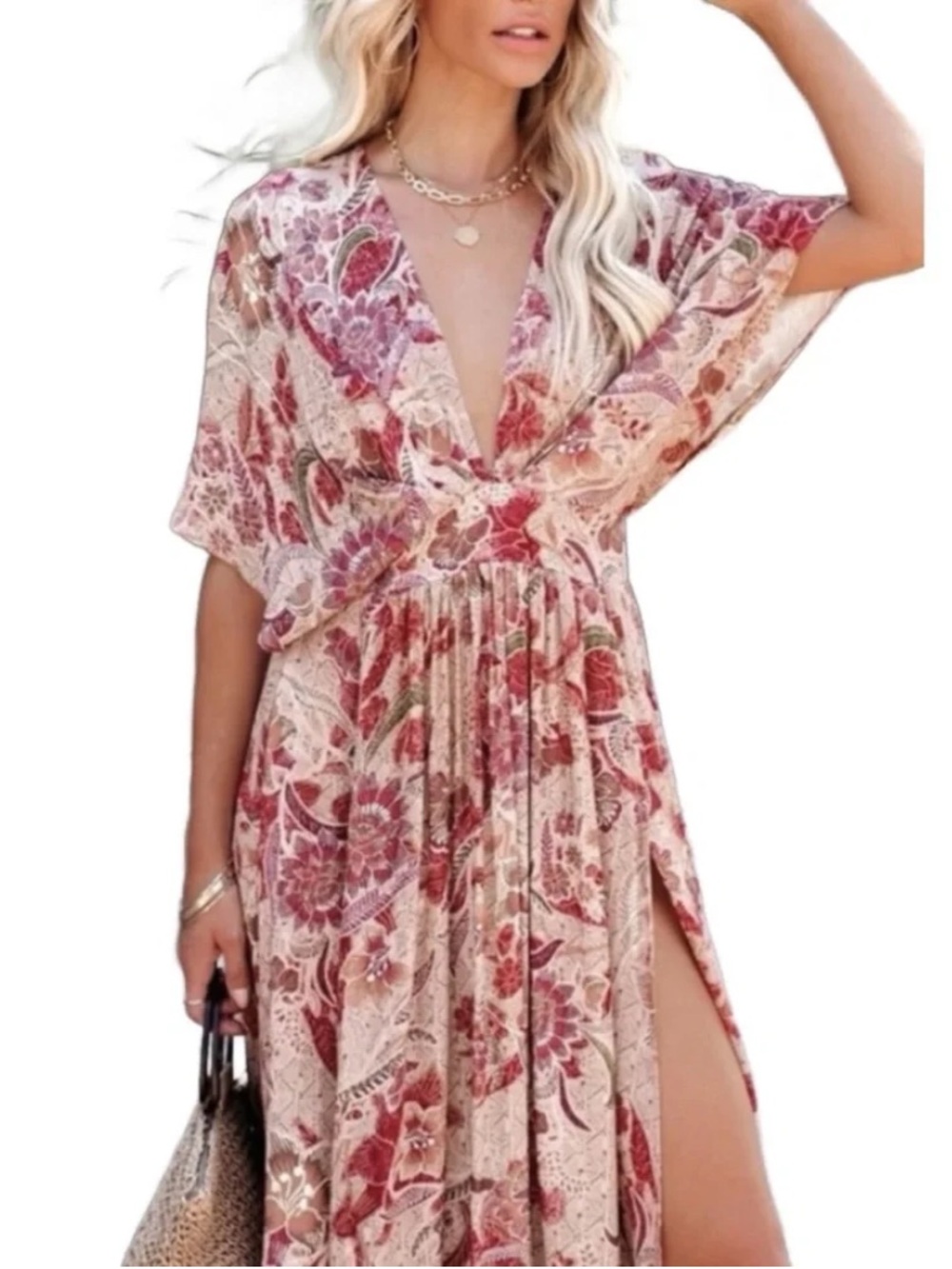 Vici Kemya printed kimono midi Dress